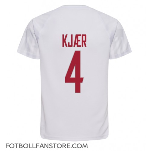 Danmark Simon Kjaer #4 Borta matchtröja VM 2022 Kortärmad Billigt
